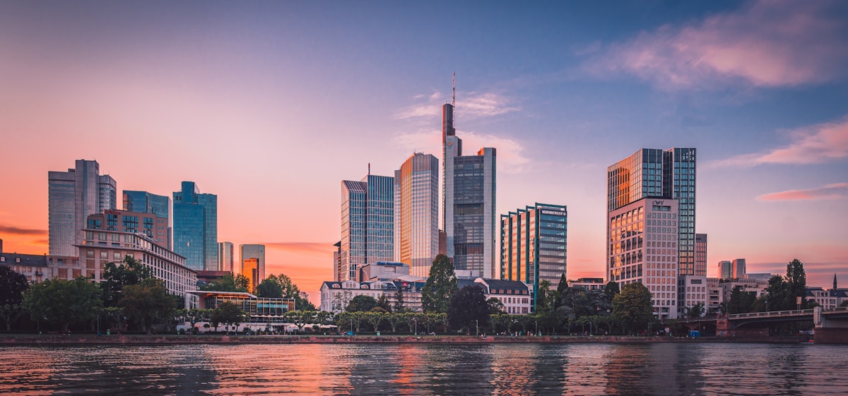 Frankfurt financial district at night